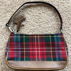 Vintage tartan Coach purse wool and leather.